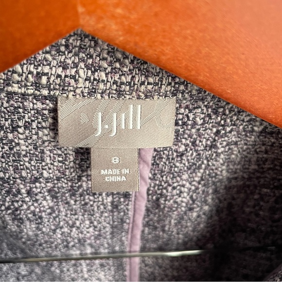 J. Jill Womens Blazer Size 8 Purple Gray Marled Knit Snap Closure Pockets - Picture 2 of 6